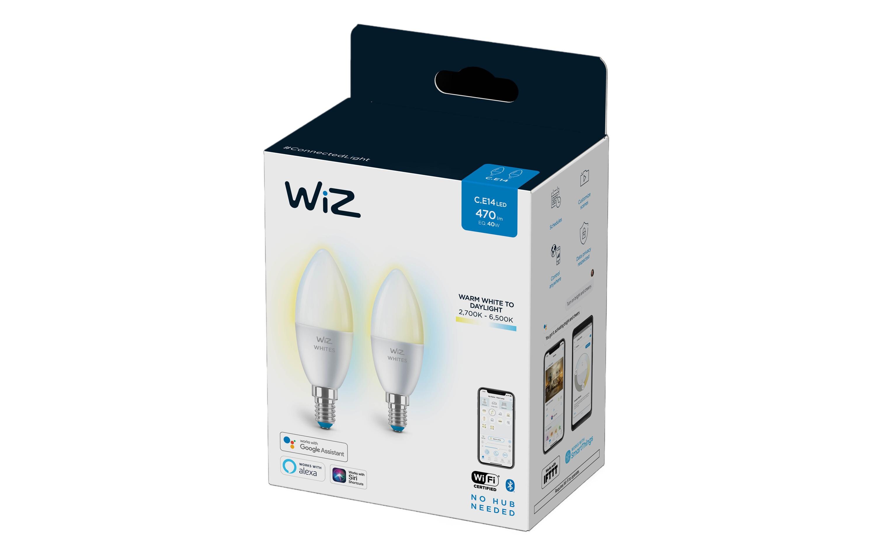 Leuchtmittel 4.9W (40W) E14 C37 Tunable White DoppelpackSmartes Leuchtmittel, steuerbar über Bluetooth, Matter, WLAN