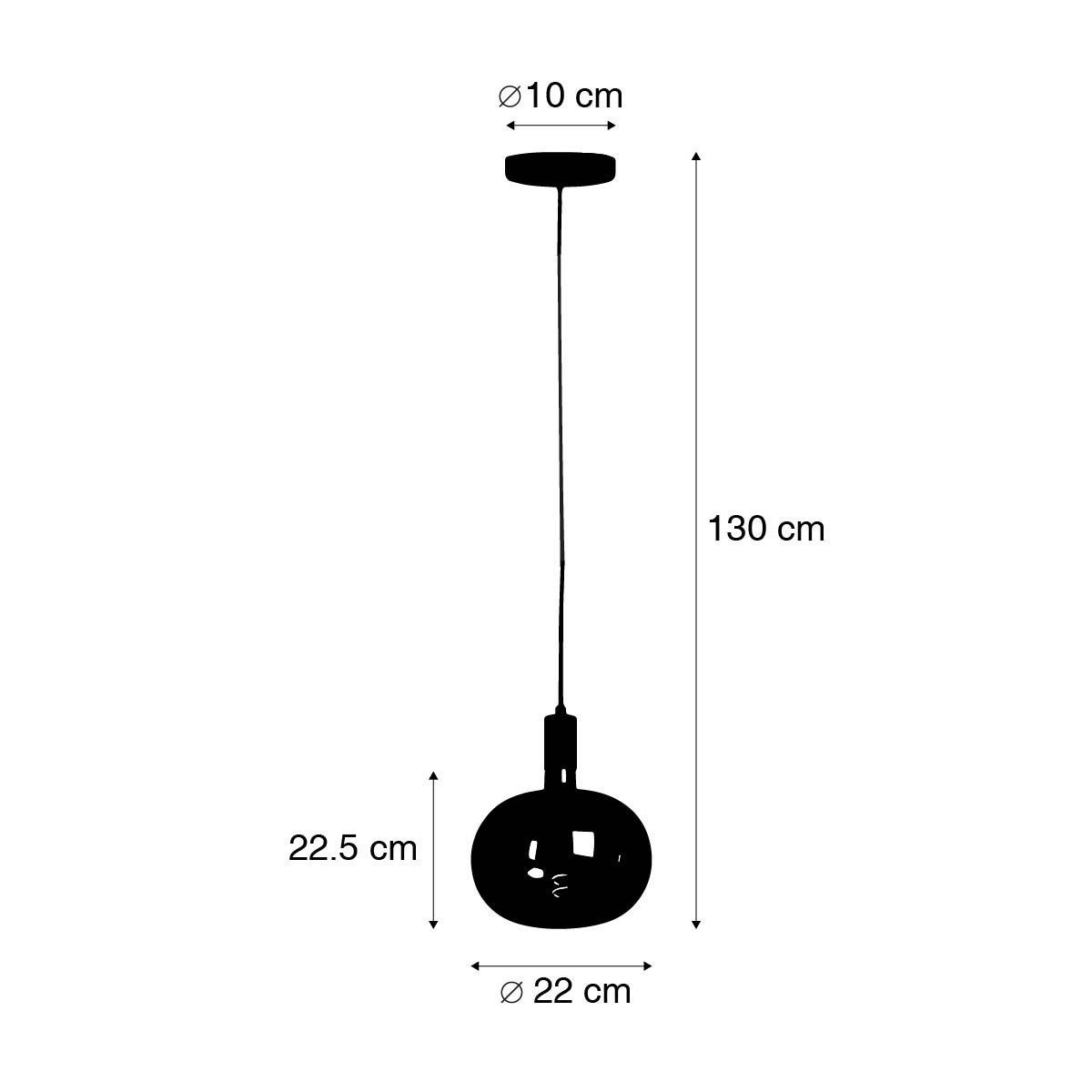 Industriële hanglamp zwart incl. LED G220 dimbaar - Facil