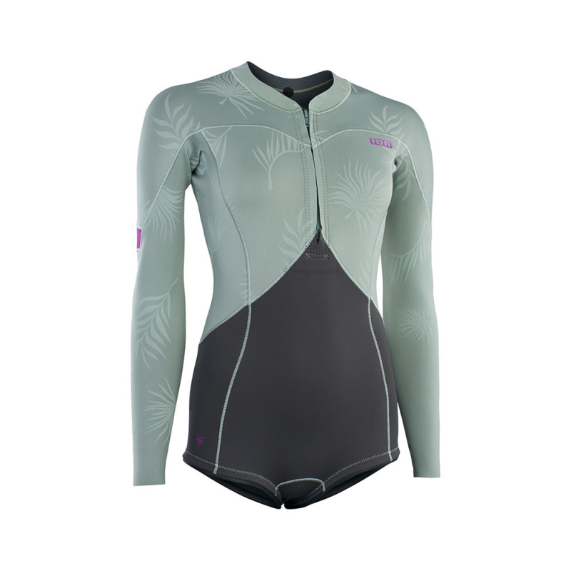 SHORTY FEMME ION AMAZE HOT 1.5MM FRONTZIP MANCHES LONGUES OLIVE