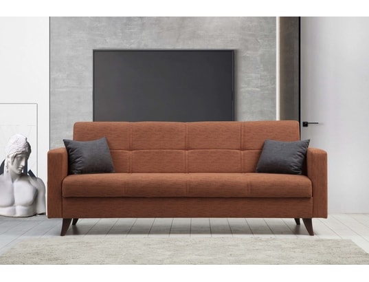 CONCEPT1 - Canapé lit Polya 3 places rouge carrelage 205 x 75 x h86