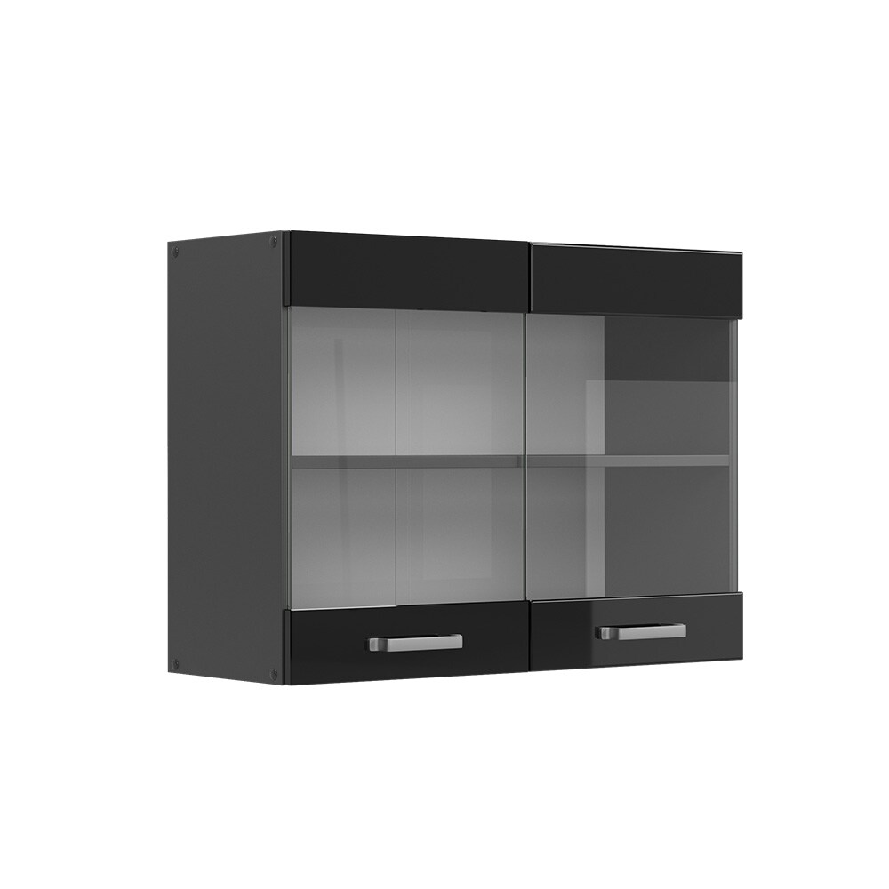 Vicco Glashängeschrank Küchenschrank R-Line Solid Anthrazit Schwarz 80 cm modern