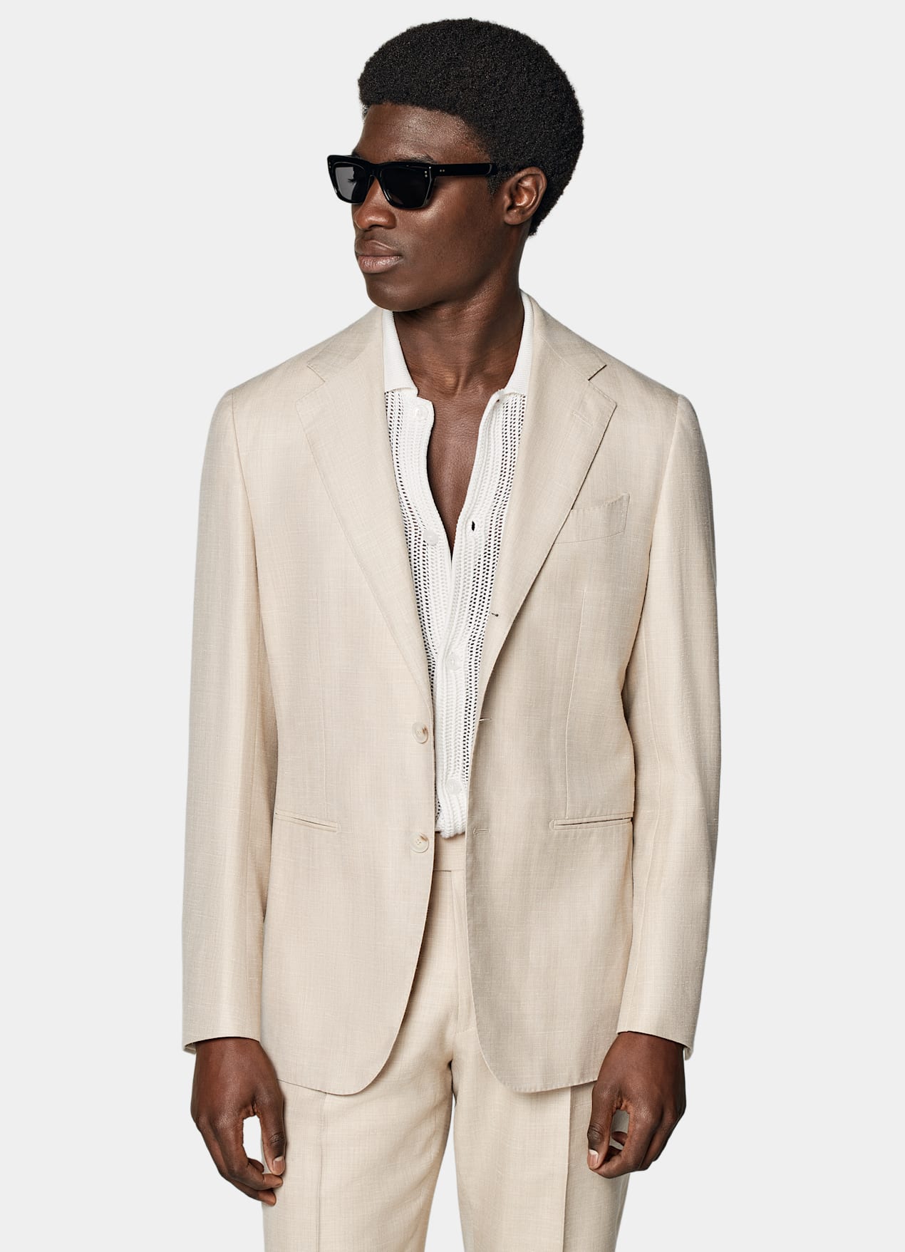 Costume Havana coupe Tailored sable à chevrons