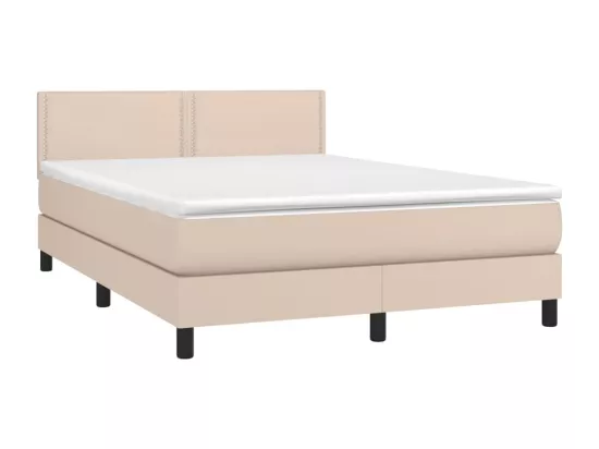Sommier tapissier matelas LED Cappuccino 140x190 cm Similicuir