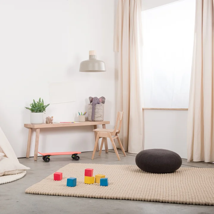 myfelt - Levi Filzkugelteppich, 140 x 200 cm, beige