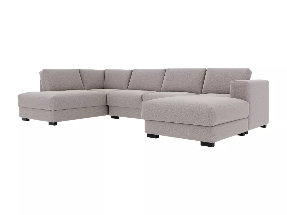Canapé d'angle droit panoramique en tissu beige MESETA