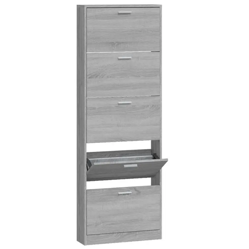 vidaXL - 10-paar Schoenenkast met 5 kleppen - Grijs sonoma eiken - 59x17x169 cm