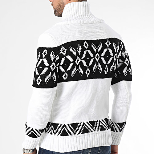 Pull Col Amplified Blanc Noir