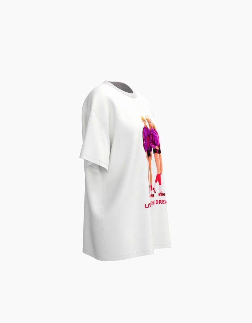 Camiseta oversized de manga curta com estampa da Barbie