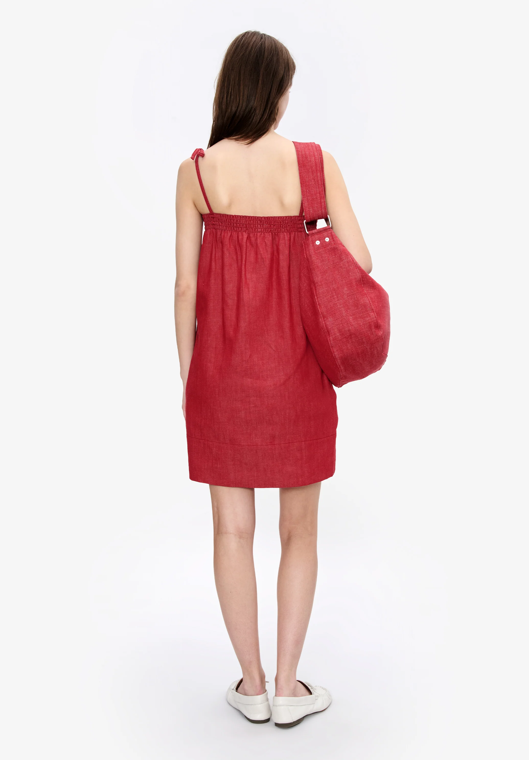 Robe bain de soleil rouge en denim japonais - Rouge