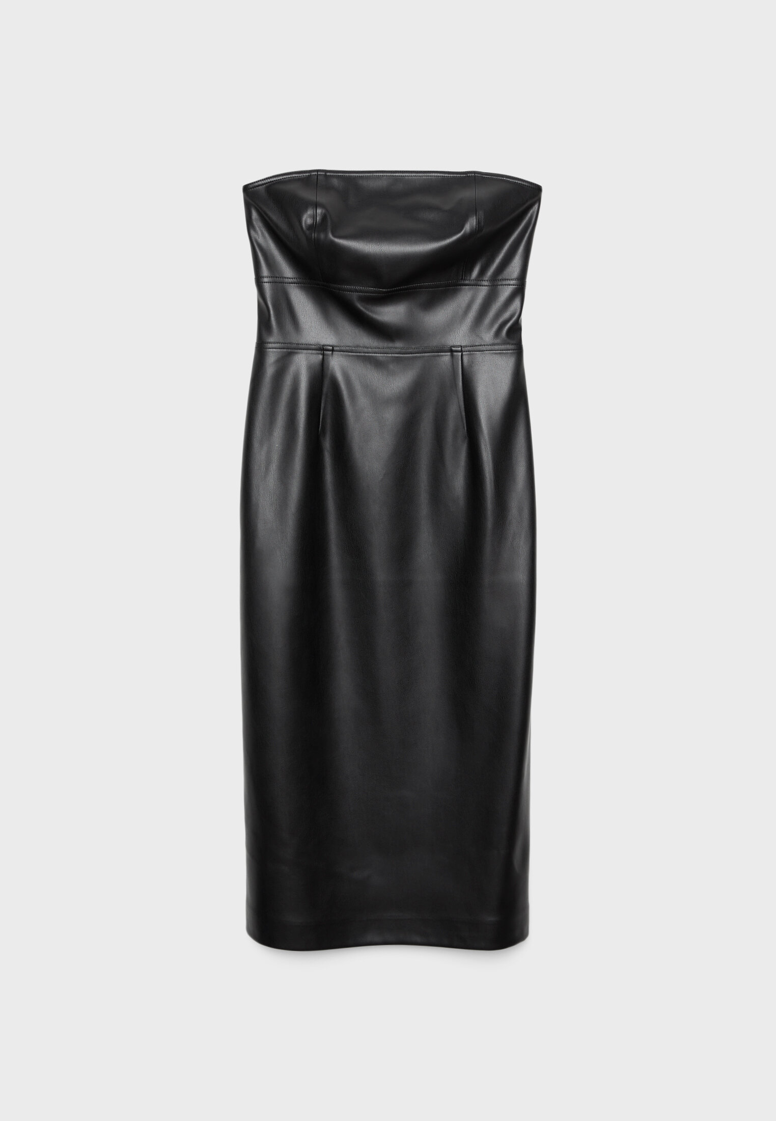 Vestido midi de couro sintético