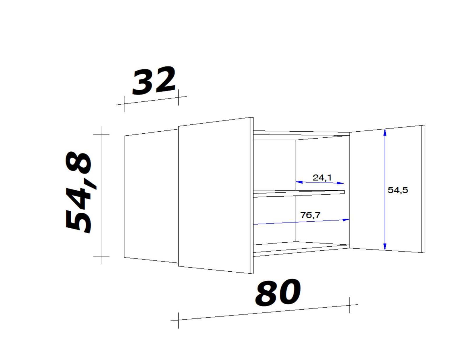 Hängeschrank Wito Weiß ca. 80x54,8x32cm