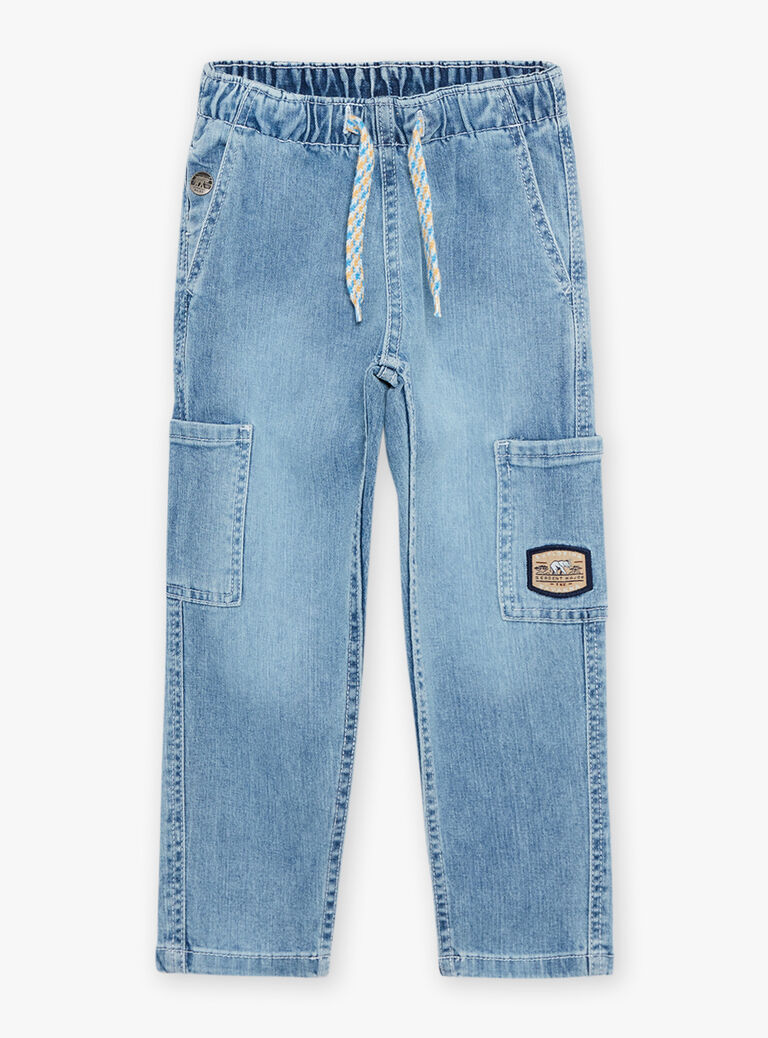 Jean cargo en denim bleu