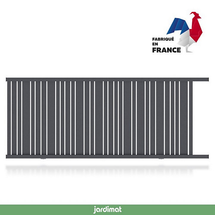 Portail Jardimat coulissant aluminium Genes gris 7016 - 350 x h.150 cm