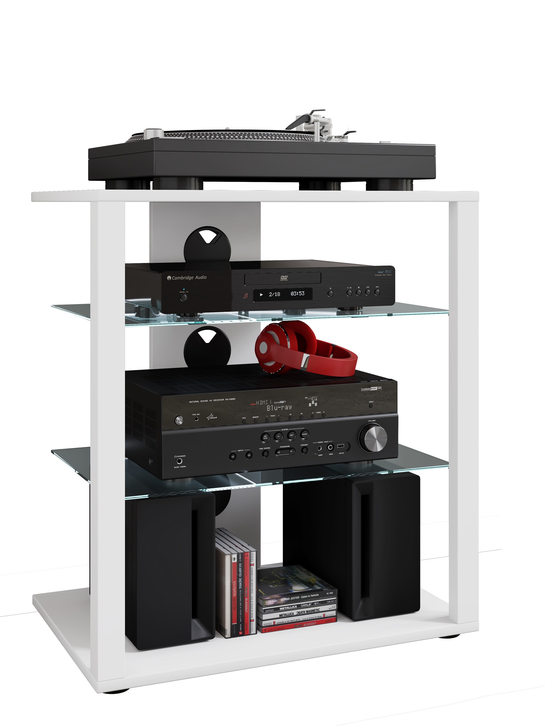 VCM Hifi Möbel Rack Schrank Phono Regal Glas Phono Mediaregal Folas