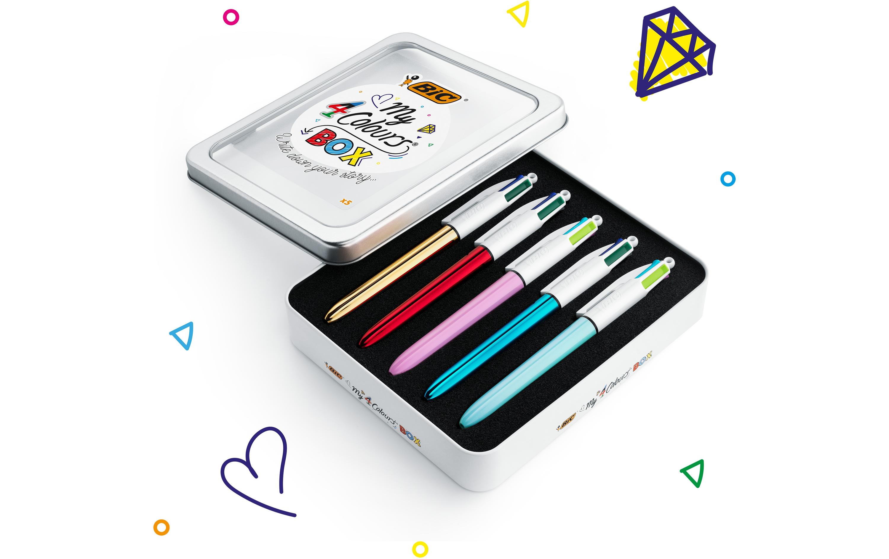 Kugelschreiber My Colors Box 0.32 mm, 5 Stück, MehrfarbigKuli 4-farbig, fur die Schule, das Studium, zu Hause und das Buro
