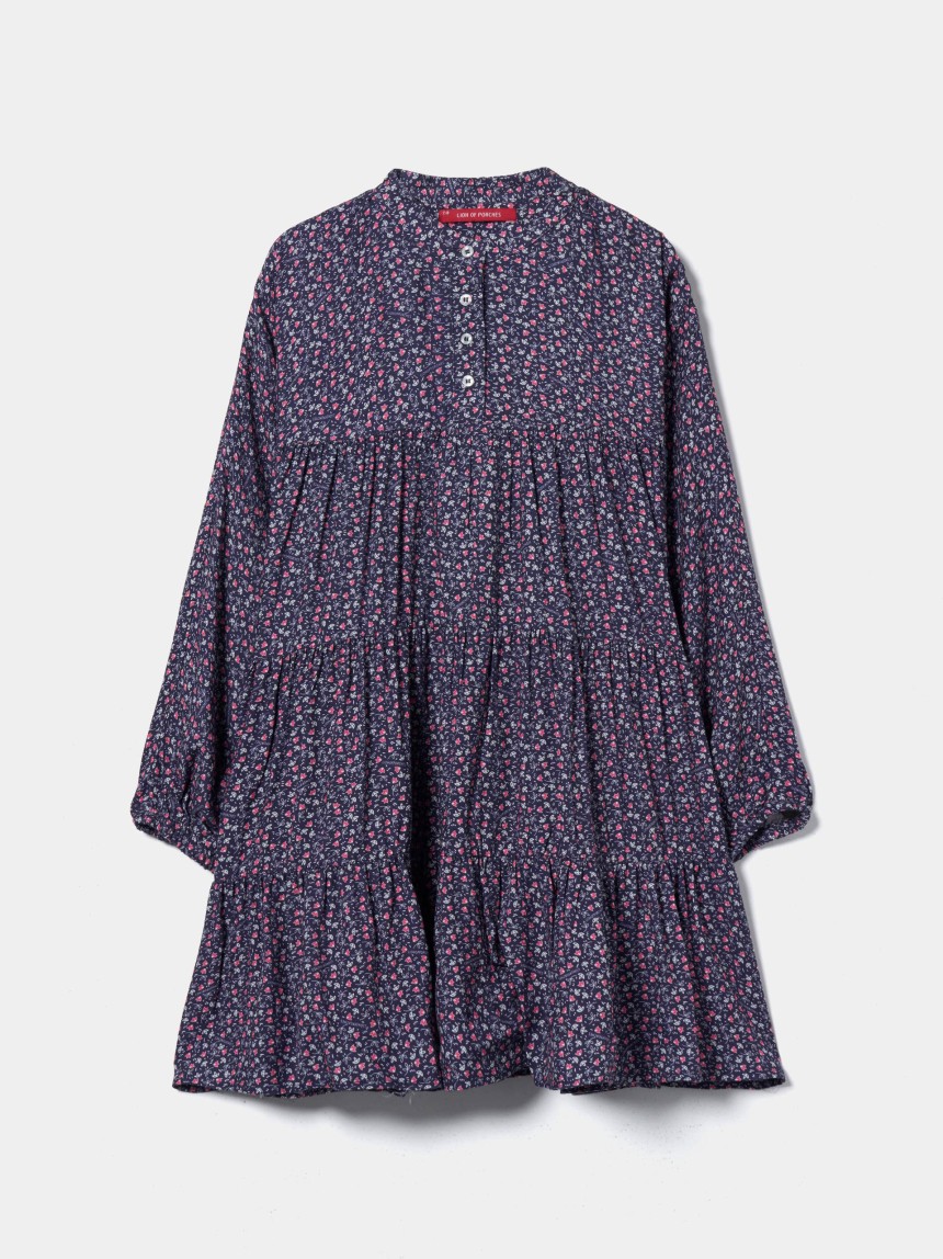 Vestido de manga comprida com padrão floral