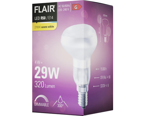 FLAIR LED reflectorlamp dimbaar R50 E14/4W (29W) 210 lm 2700 K warm wit mat