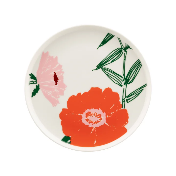Marimekko - Oiva Puutarhakutsut Teller Ø 13,5 cm, weiss / grün / orange