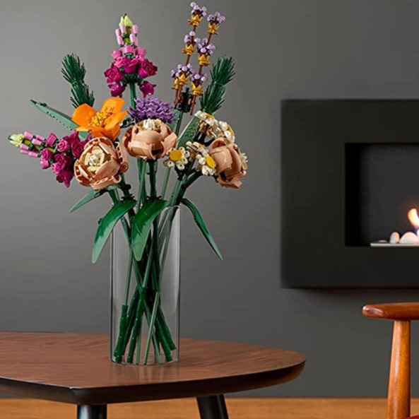 (756-tlg. Set) Bausteine Blumenstrauss Bausatz für Erwachsene Künstliche DIY Blumen Deko - Bunt