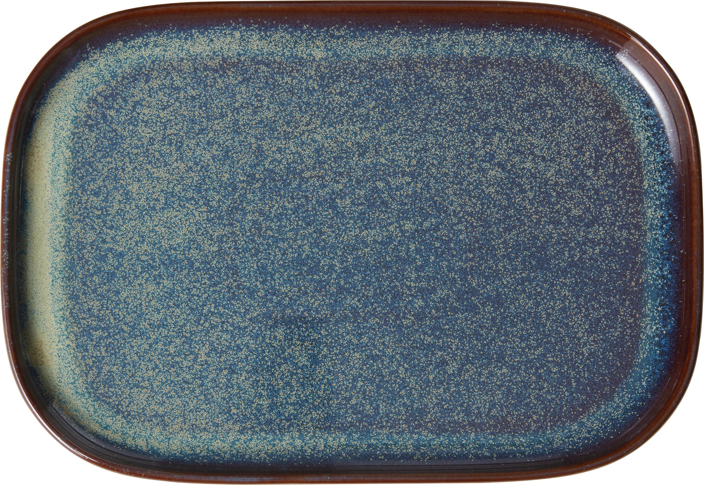 YUNA Servierplatte - Blau / B: 27.3 cm x T: 19.1 cm x H: 2.2 cm