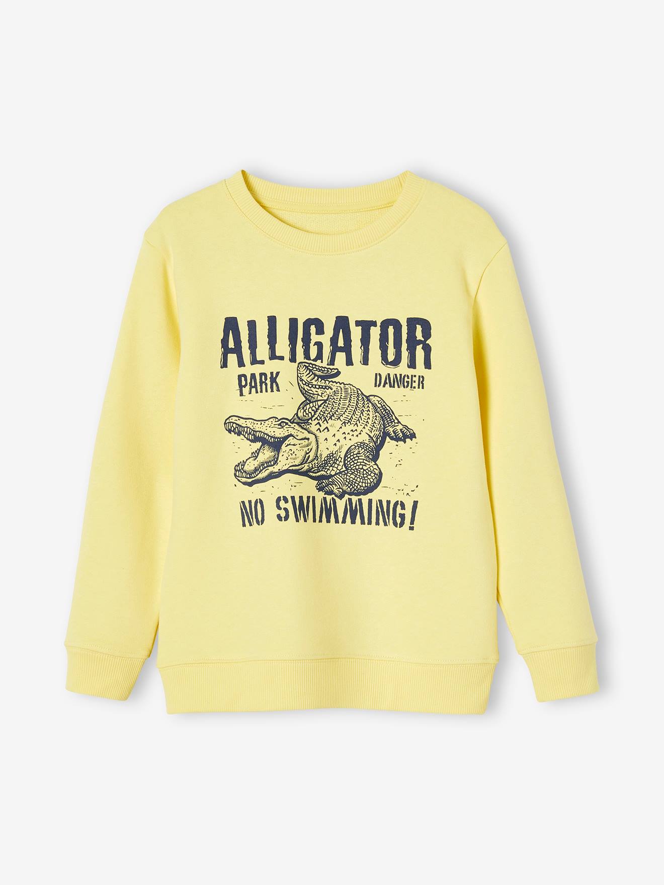 Moletom amarelo claro estampado com gola redonda para meninos