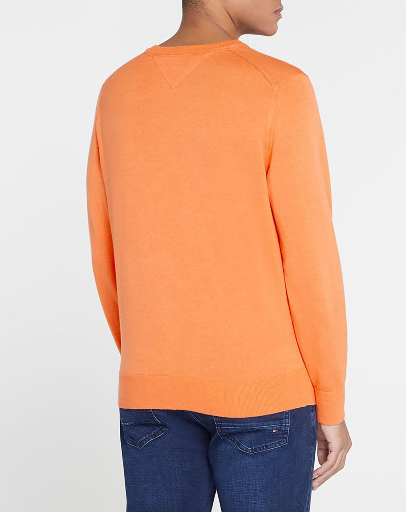Tommy Hilfiger Pull col V en Coton Bio & Soie orange