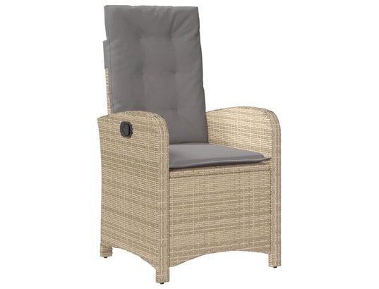 VIDAXL - Chaise inclinable de jardin coussins mélange beige poly roti...