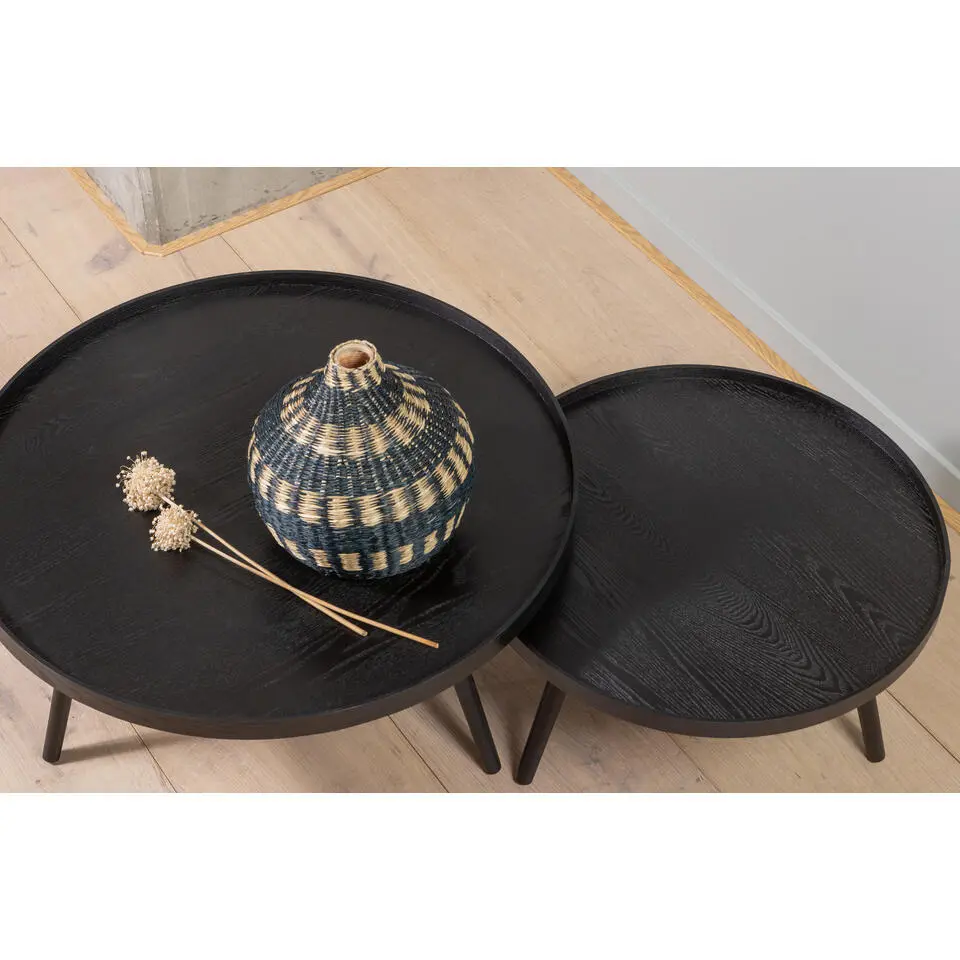 WOOOD Mesa Bijzettafel L - Hout - Zwart - 34xØ60