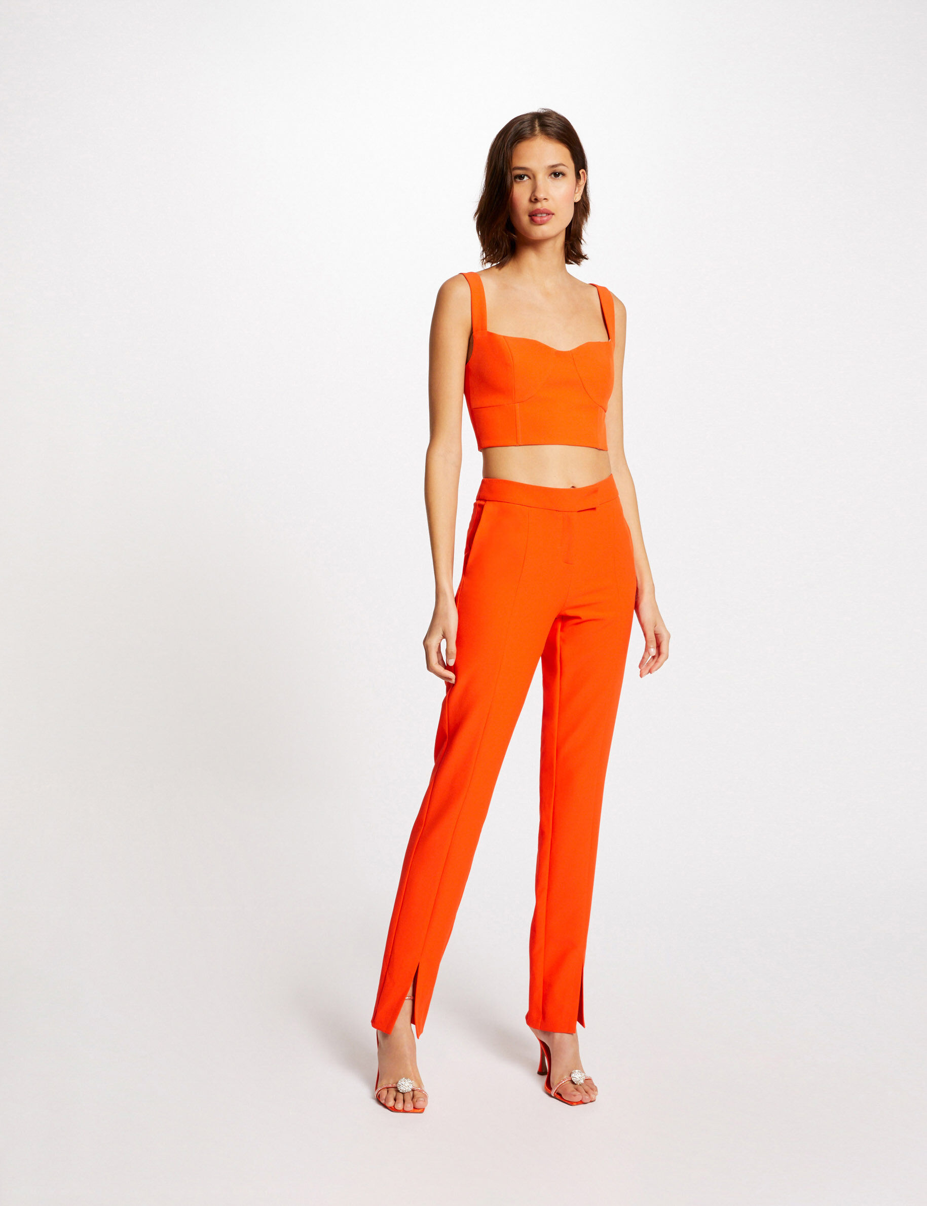 Bustier bretelles larges orange femme - orange