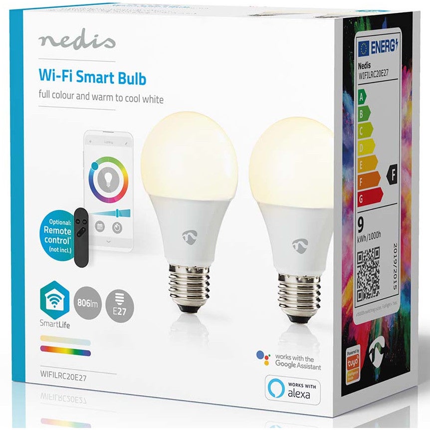 Nedis WIFILRC20E27 Smartlife multicolour LED-lamp E27 806lm 9W (set van 2)