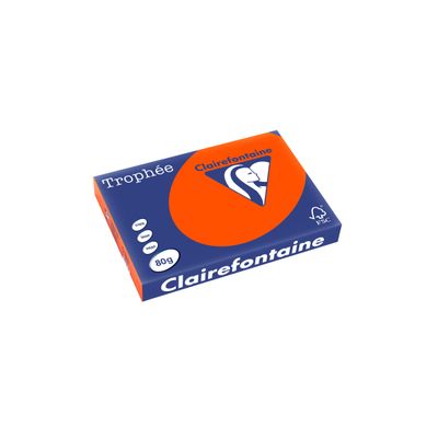 Clairefontaine Trophée - Papier couleur - A3 (297 x 420 mm) - 80 g/m² - Ramette de 500 feuilles - rouge cardinal