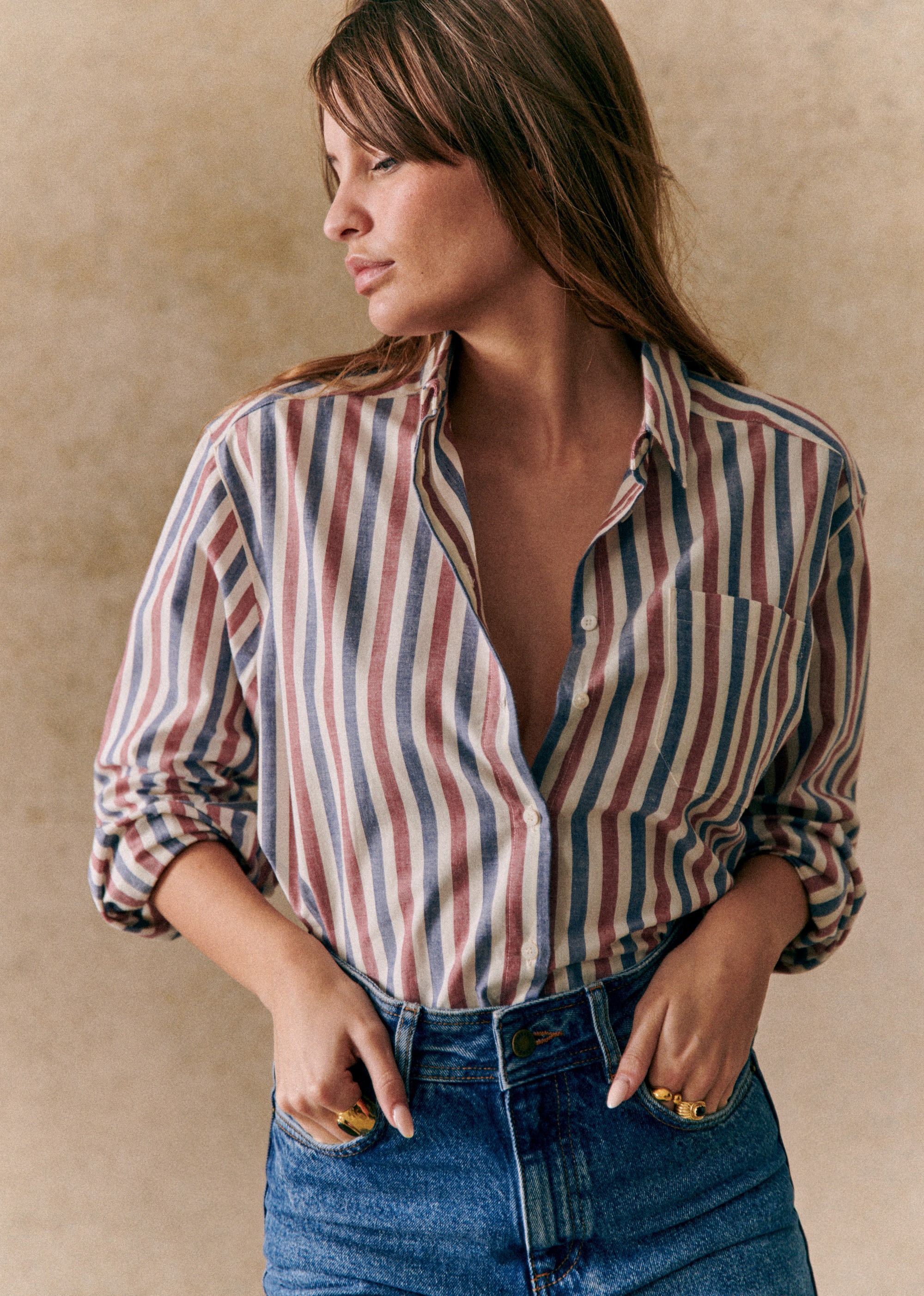 Chemise Max - Rayures bleu ecru bordeaux - E-SHOP/CHEMISES & BLOUSES 5905239