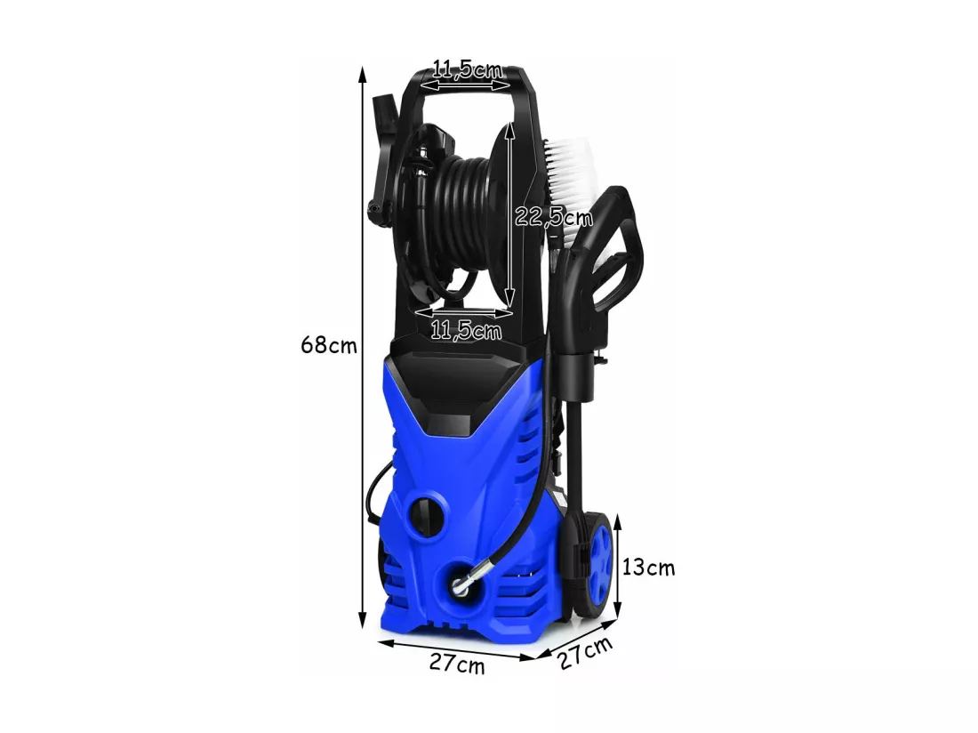 Nettoyeur Haute Pression 140Bar 300L/H avec avec 1 Buse Lotus et 1 Buse Haute Pression, Flexible 5 Mètres contre Punaise de lit Bleu