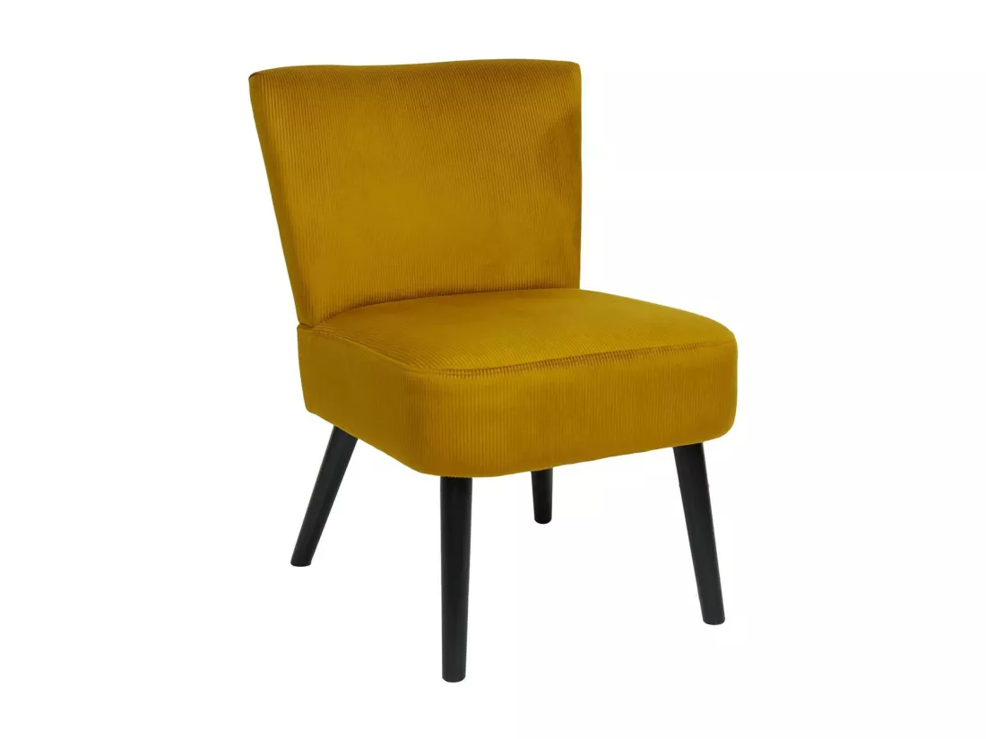 KONAE - Fauteuil Crapaud en Velours Côtelé Ocre