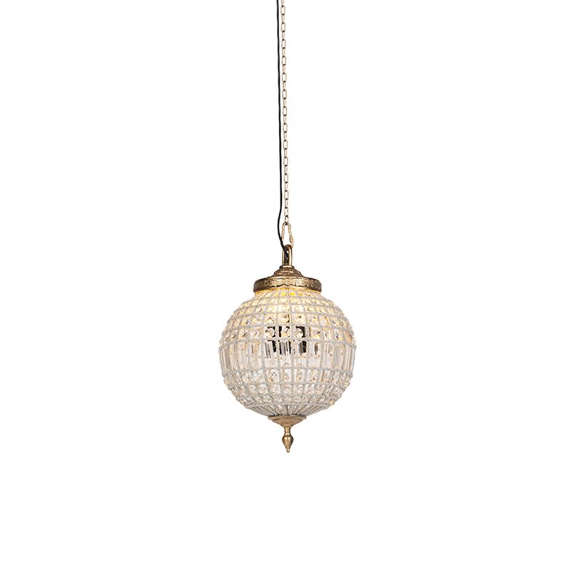 Art Deco hanglamp kristal met goud 35 cm - Kasbah