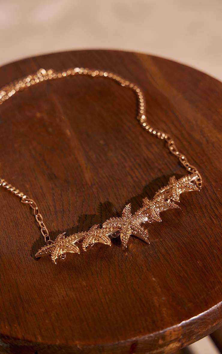 Doré Chaîne De Taille À Détail Étoile De Mer Et Bijoux