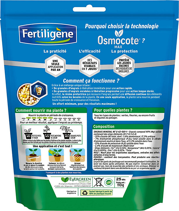 Engrais oscmocote plantes en pot Fertiligène