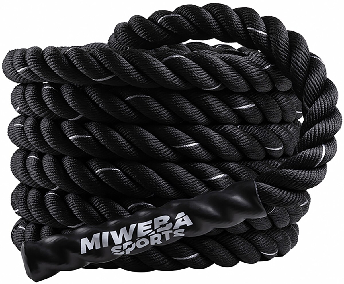 Miweba Sports Battle Rope BR100, 9 oder 12 m langes Trainingsseil, 3-Strang Twisted-Design, Ø 4 cm (9,0 m)