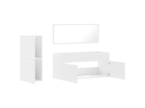 Ensemble de meubles salle de bain 3 pcs blanc bois d'ingénierie