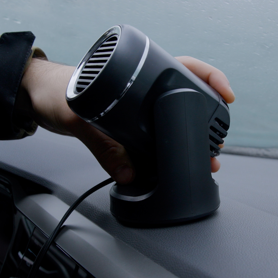 (130W) 2in1 Auto Zusatz Heizung / Kühler Heizlüfter Elektrischer KFZ Entfroster für Zigarettenanzünder - Schwarz