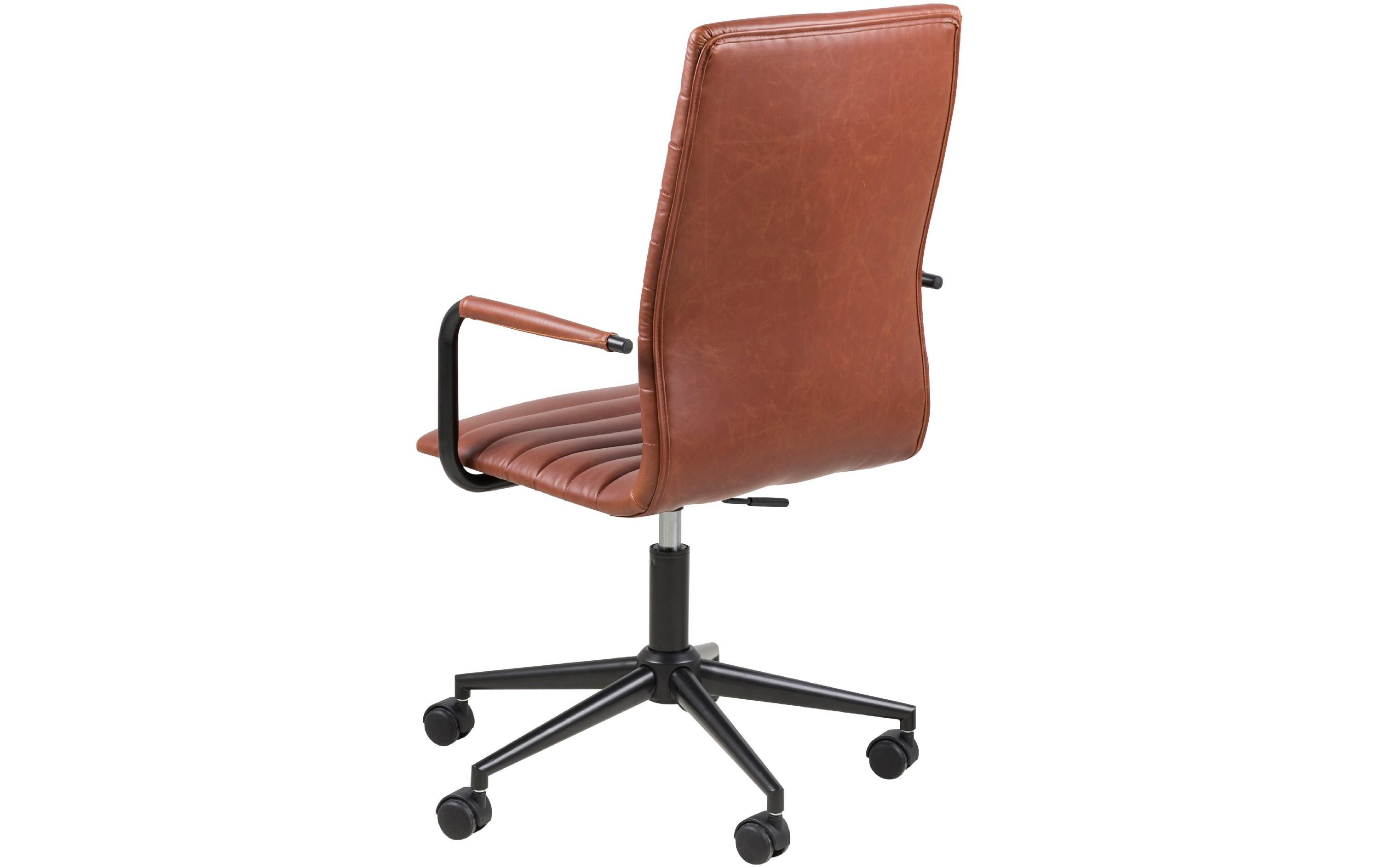 Bürostuhl Winslow, mit Polsterrücken und Armlehnen, Cognac<br>Schreibtischstuhl im Leder look
