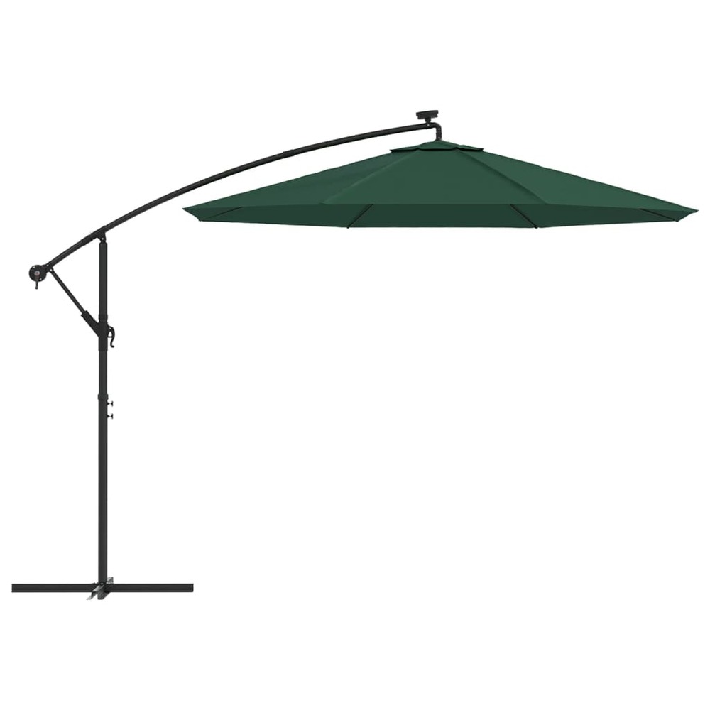 Parasol mobilier de jardin avec éclairage led 300 cm poteau en métal vert