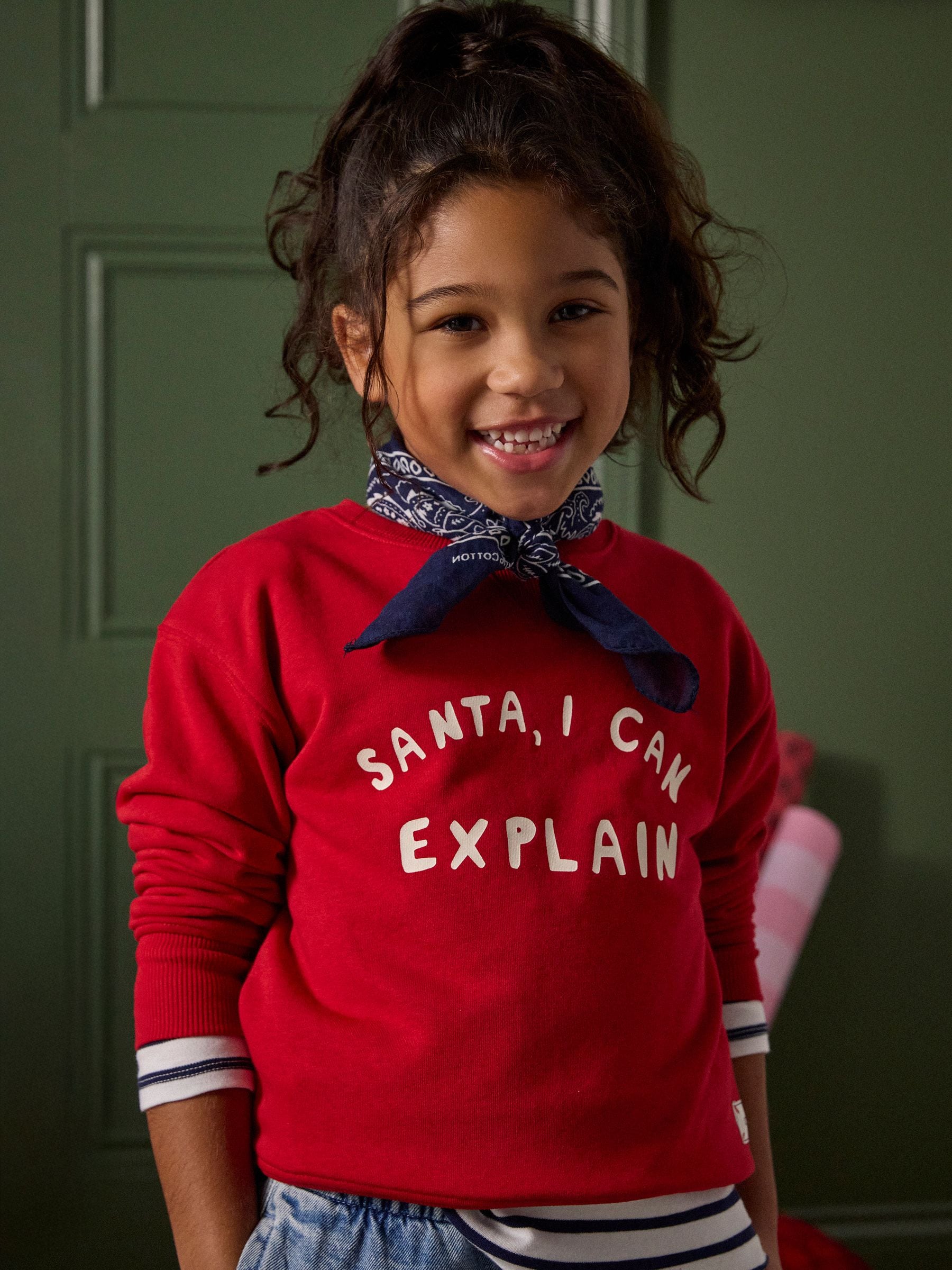 Rood - Joules Kids' Sundaze Slogan Crew Neck Sweatshirt