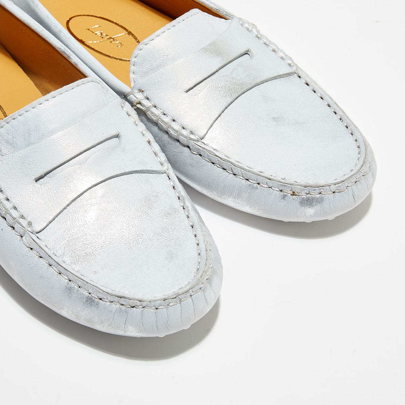 Loafers Mocassins en Cuir Laminé Mila argentés