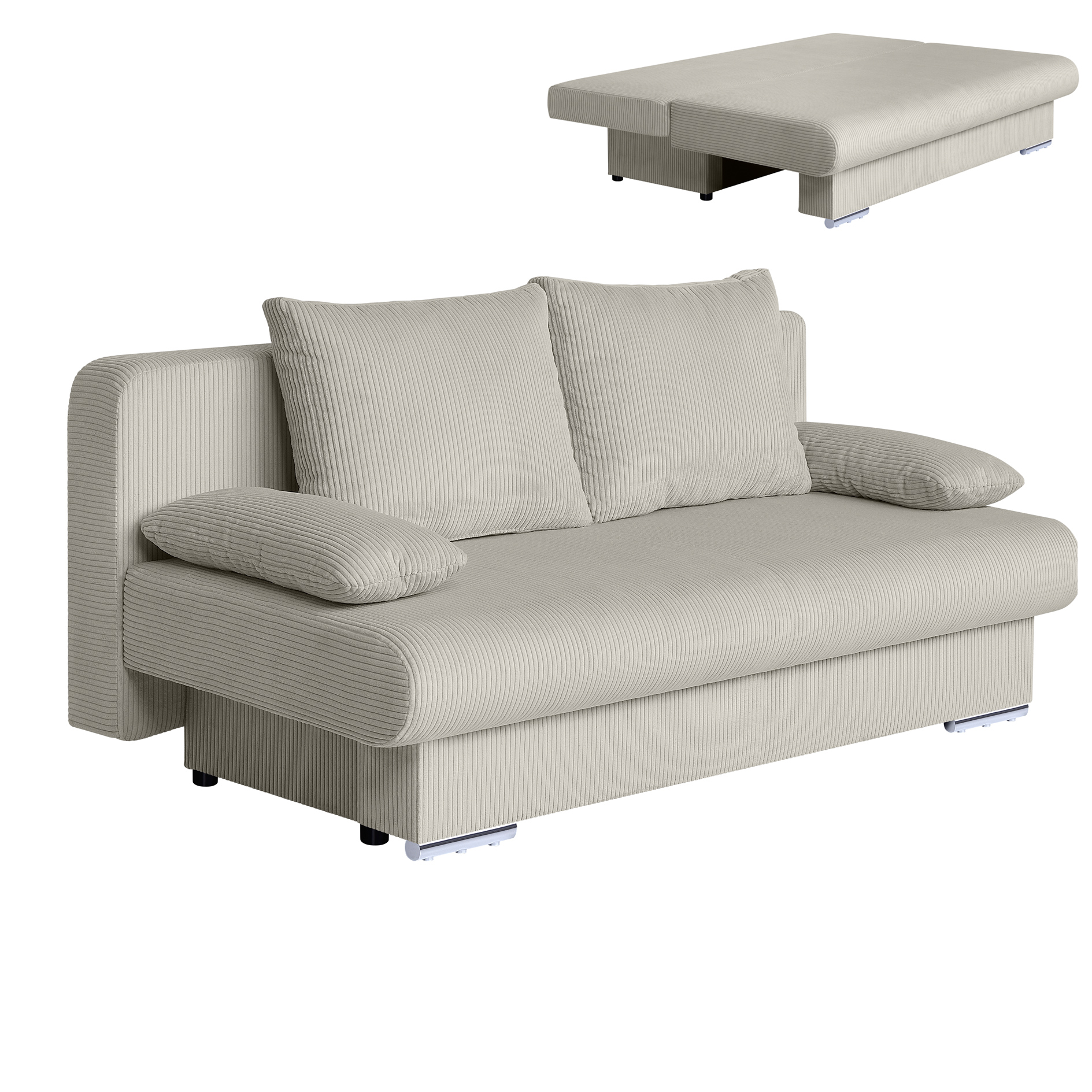Schlafsofa - creme - inklusive Kissen - Cordbezug