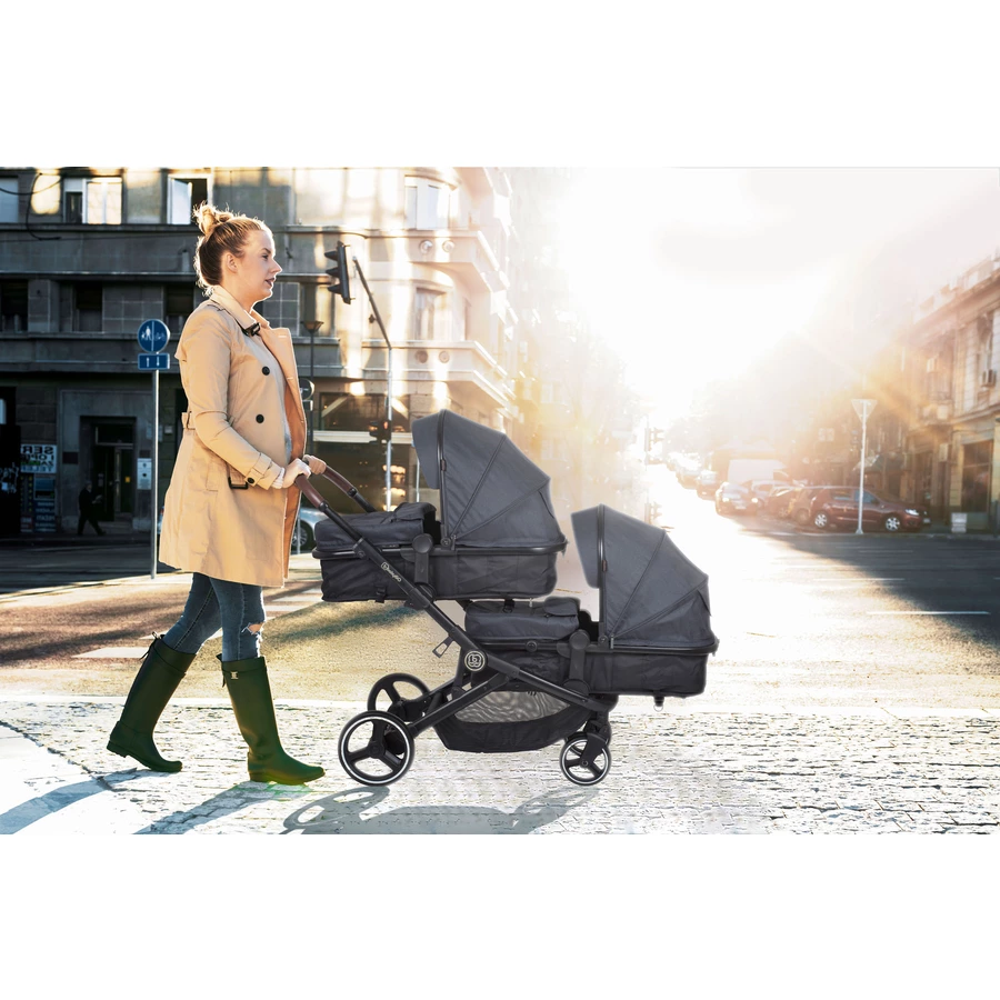 babyGO Geschwisterwagen Twinner Grey