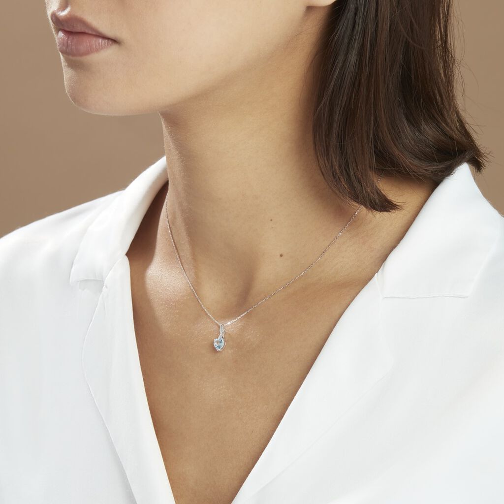 Collier Clothilde Or Blanc Topaze Et Oxyde De Zirconium