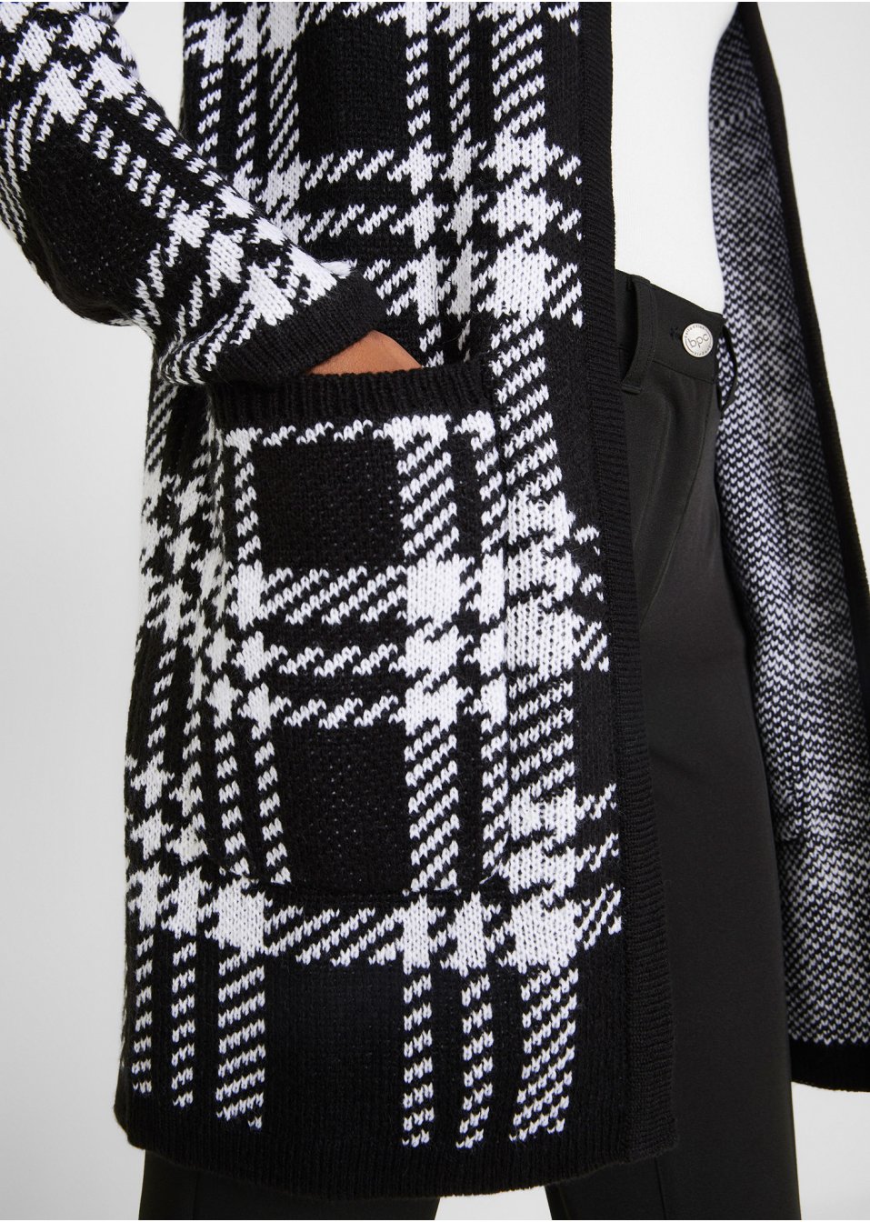 Veste en maille à carreaux avec poches