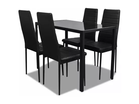 Ensemble de table pour salle à manger cinq pièces noir