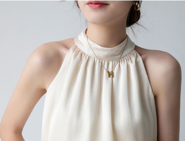 EFO - Haltertop met mock neck en effen kleur